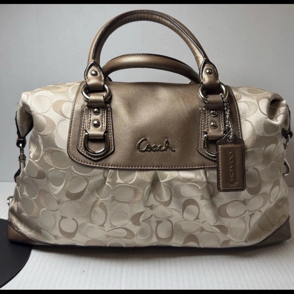 Coach Large Ashley Signature Satin Satchel - Picture 1 of 11